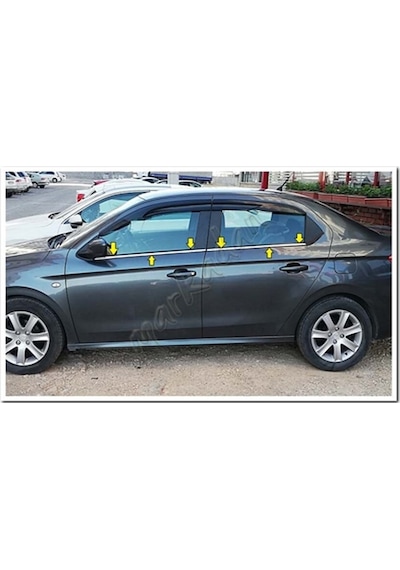 Peugeot 301 Krom Cam Çıtası 2012 Sonrası 4 Parça Paslanmaz  Çelik