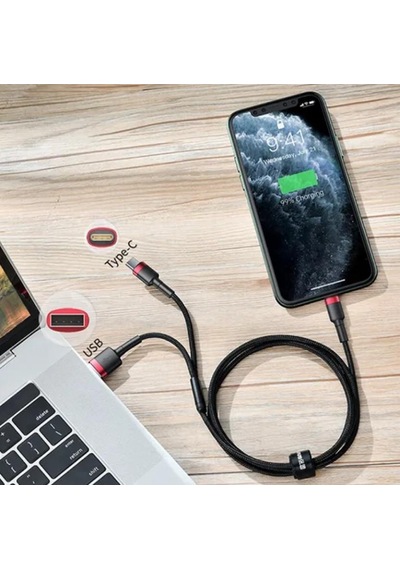 Baseus Cafule 2in1 Type C Pd,hızlı Şarj+Apple iPhone Hızlı Usb Şarj Kablosu