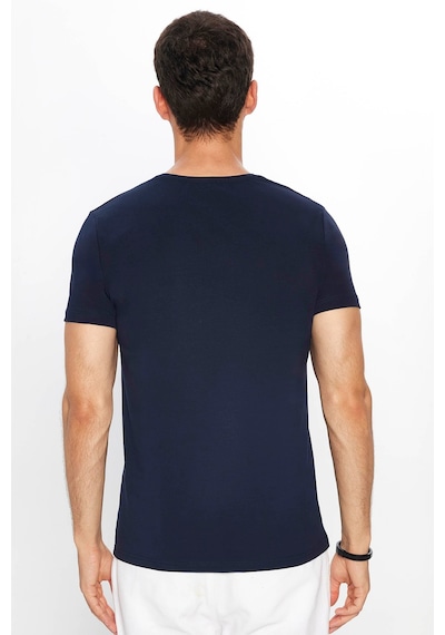 Tudors Erkek Slim Fit Dar Kesim Pamuklu Yumuşak Dokulu Esnek Kumaş Düz Basic Lacivert Bisiklet Yaka Tişört-31552-lacivert Lacivert