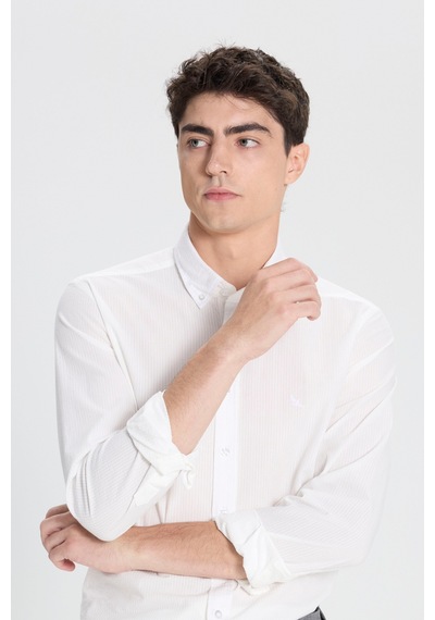 Ac&Co / Altınyıldız Classics Erkek Beyaz Slim Fit Dar Kesim Düğmeli Yaka %100 Pamuk Gömlek Beyaz Ac&Co / Altınyıldız Classics Erkek Beyaz Slim Fit Dar Kesim Düğmeli Yaka %100 Pamuk Gömlek Beyaz