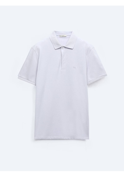 Kip Lila Düz Polo Yaka %100 Pamuk T-shirt Lila