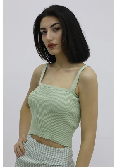 Askılı Triko Büstiyer Yeşil - P-019917 Çok Renkli
