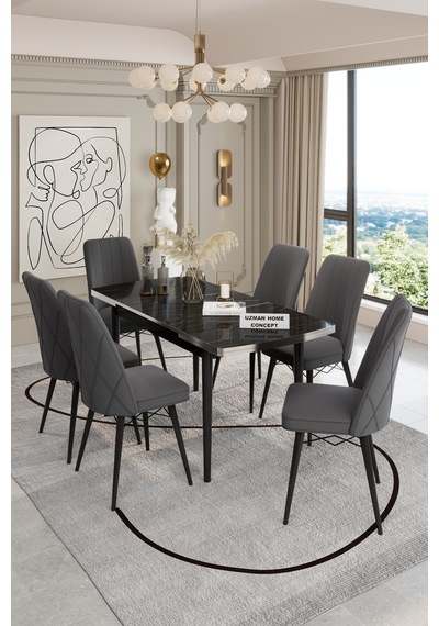 80x130 Açılabilir Yemek Masası, Yemek Masa Takımı, 6 Kişilik Masa Sandalye Gri - 663723323 Gri 80x130 Açılabilir Yemek Masası, Yemek Masa Takımı, 6 Kişilik Masa Sandalye Gri - 663723323 Gri
