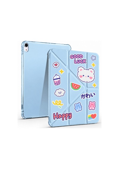İpad 11 A16 2025 / İpad 10. Nesil 10.9 Uyumlu Kalem Bölmeli Kawaii Origami Standlı Uyuku Modlu Tablet Kılıfı Arka Kapak