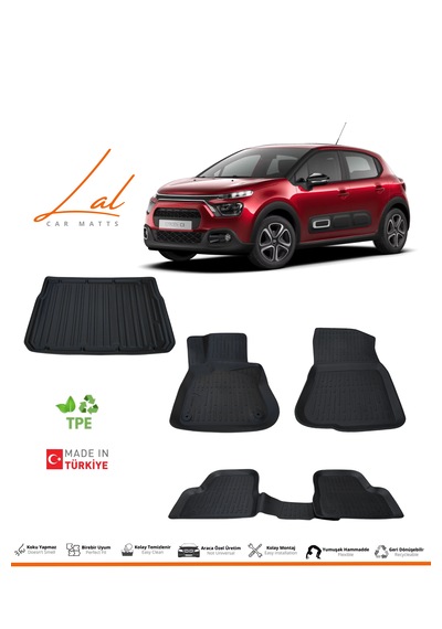 Citroen C3 Hatchback 3d Havuzlu Paspas Bagaj Havuzu Seti 2017+