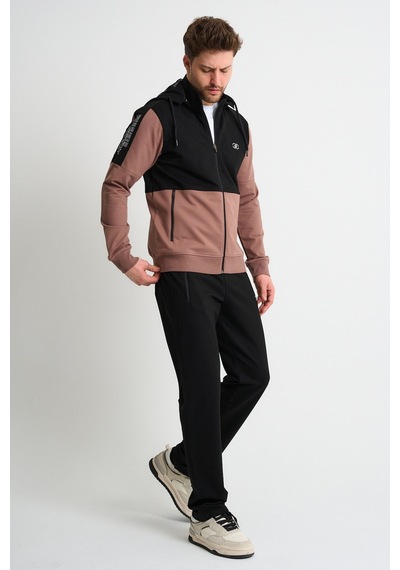 Shooter Sportswear Shooter Premium Erkek Eşofman Takımı Mevsimlik Kapüşonlu Rahat Kalıp Vizon
