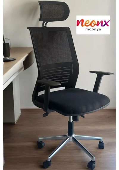 Neonx Spring Pro Başlıklı Çalışma Koltuğu Ofis Koltuğu Lüx Yönetici Koltuğu Siyah