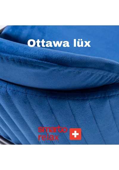 Smarto Relax Ottawa Lüx 2'li Yemek Masası Sandalye Seti - Metal Ayaklı, Mavi Kumaş Mavi