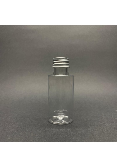 30 Cc Pet Şişe Silindir Kısa - Gümüş Metal Kapaklı- 30ml Pet Şişe