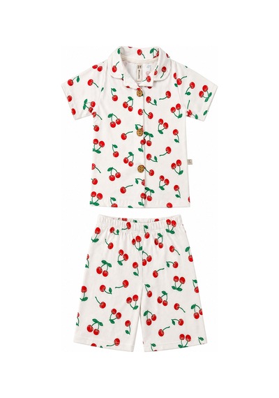 Aden Kids Kiraz Desenli İnce Penye Kumaştan Üretilmiş Gömlek Yakalı Düğmeli Pijama Takım Kırmızı Aden Kids Kiraz Desenli İnce Penye Kumaştan Üretilmiş Gömlek Yakalı Düğmeli Pijama Takım Kırmızı