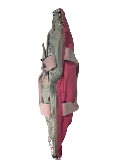 Vintage Salaş Çok Renkli Orta Boy Günlük Seyahat Gezi Omuz Çantası 36cmx34cm Pembe