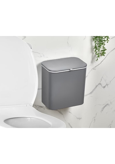İndecor Houseware 15 Litre Fonksiyonel Kapaklı Banyo Ve Mutfak Tezgahüstü Çöp Kovası Dolap Ve Duvar Aparatlı 15 Lt. Beyaz