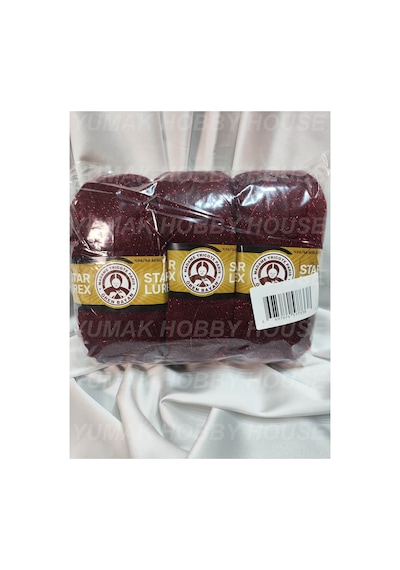 Star Lurex Bordo El Örgü İpi 3 Adet - Renk: 035k