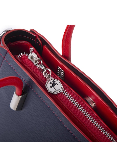 Nas Bag Kadın Mini El Ve Çapraz Çanta Lacivert Kırmızı Laci