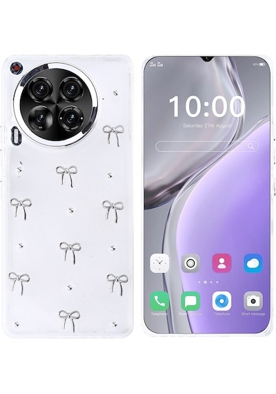 Goocamp Tecno Camon 30 4g Kılıf Airbag Tasarımlı Simli Şeffaf Kutup Kapak - Lale Şeffaf