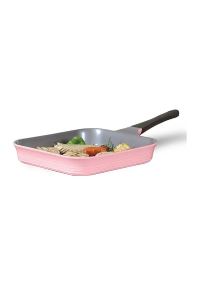Neoflam Seramik 28 Cm Grill Tava Romantik Pembe siyah