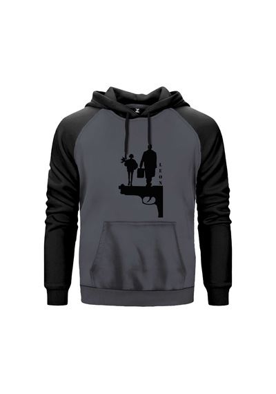 Leon Gun Silüet Gri Renk Reglan Kol Sweatshirt Kapşonlu