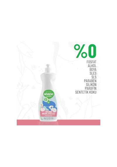 Siveno %100 Doğal Emzik ve Biberon Temizleyicisi Bitkisel Elde Bulaşık Sabunu Nemlendirici Vegan 500 ml