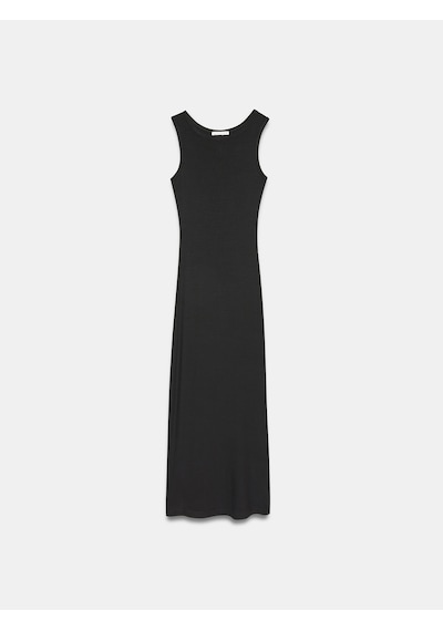 Dilvin 91652 Fitilli Midi Elbise-siyah
