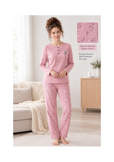 Boyraz Lindros Kadın Düğme Yaka Raporlu İnterlok Kışlık Pijama Takımı 02739 - 1 Adet Pudra Boyraz Lindros Kadın Düğme Yaka Raporlu İnterlok Kışlık Pijama Takımı 02739 - 1 Adet Pudra