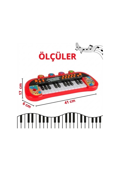 Işıklı Ve Müzikli Eğitici Piyano Org - 41 Cm Büyük Boy Çocuk Müzik Aleti