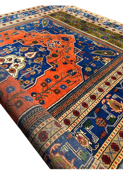 El Dokuma Sıfır Taşpınar 198x320 Kök Boya 6 M2 Yün Salon Halısı Turuncu