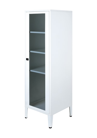 Alfahome Ziglat Serisi Cam Kapaklı Kilitli Metal Home Office Dolabı Beyaz Ral 9003 450x1390x450 Mm