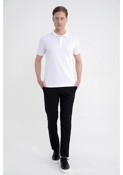 Comfort Fit Yan Cep Pamuklu Dokulu Siyah Pantolon P 1219