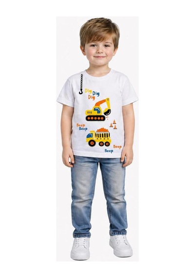 Yale Kids 1-4 Yaş Erkek Çocuk %95 Pamuklu Tişört Beyaz