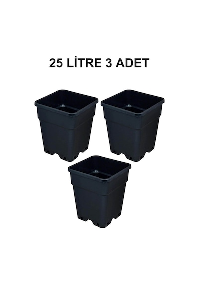 Grow Wizard Plastik Kare Saksı 25 Litre 3 Adet