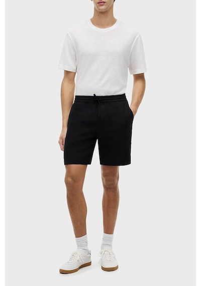 Tommy Hilfiger Bağlamalı Normal Bel Keten Bermuda Short Erkek Short Mw0mw44353 Bds Siyah