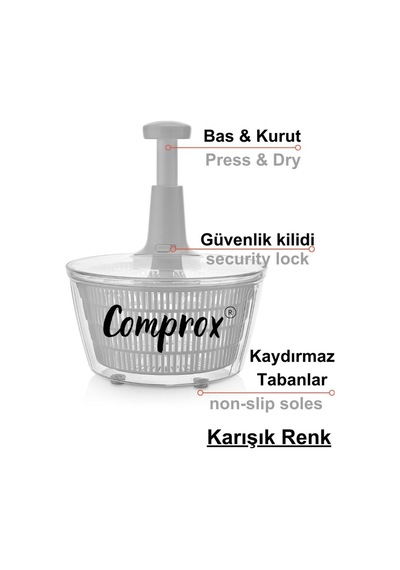Pratik 5lt Manuel Sebze Kurutucu Salata Kurutucu 822qserı Diğer