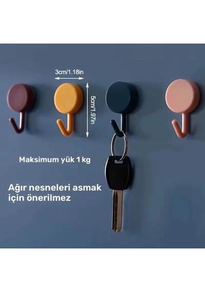Kendinden Yapışkanlı Renkli Duvar Askısı 10lu Set Çok Renkli