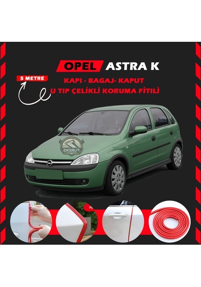 Opel Corsa C Oto Araç Kapı Koruma Fitili 5 Metre Parlak Kırmızı Renk