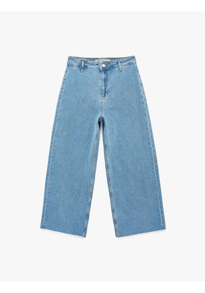 Koton Düğmeli Yüksek Bel Rahat Kesim Denim Pantolon - Culotte Jeans Açık İndigo 6sal40112md Koton Düğmeli Yüksek Bel Rahat Kesim Denim Pantolon - Culotte Jeans Açık İndigo 6sal40112md