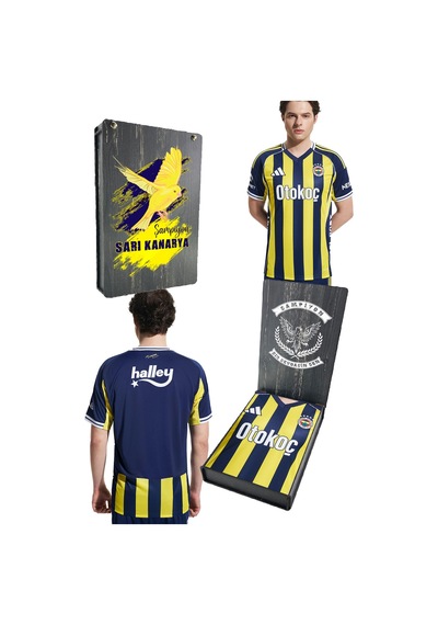Fenerbahçe Lisanslı 2025/26 Çubuklu Yeni Sezon Forma Ahşap Kutulu Sarı - Lacivert
