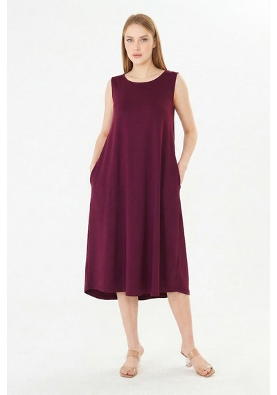 Sortie Collection Basic Kolsuz Modal Cepli Çan Elbise Bordo