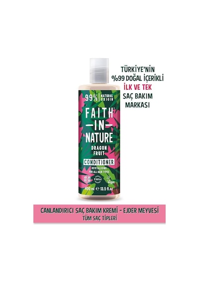 Faith in Nature %99 Doğal Canlandırıcı Ejder Meyvesi Tüm Saç Tipleri İçin Saç Bakım Kremi 400 ML