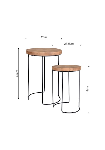 Sehpa Takımı Teak 2 Parçalı Kahverengi