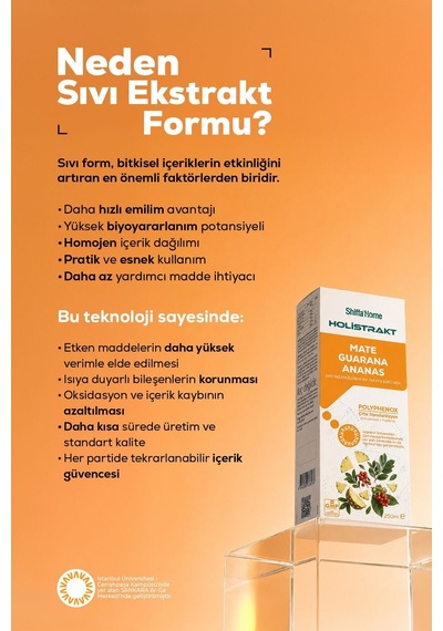 Holistrakt - Guarana, Mate, Yeşil Çay, Ananas İçeren Sıvı Ekstrat 250 Ml