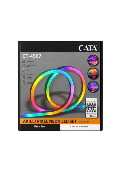 Tr Cata + Ct-4567 + Akıllı Pixel Neon + Rgb + 1 Metre + 8w/m + Kumanda + Mobil Uygulama Diğer