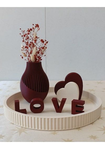 Tepsi Vazo Love Set Bordo 14
