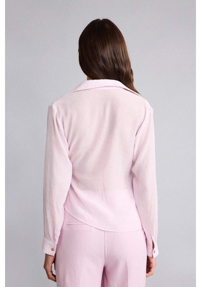 Defacto Regular Fıt Wrap Yaka Dokulu Uzun Kollu Bluz H0776ax26sppn343 Pembe-pn343