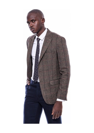 Wessi Ekose Sivri Yaka Slim Fit Kahverengi Ceket 001