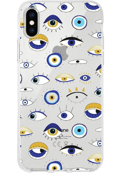 Printify Apple Uyumlu iPhone X İle 1mm Slim Fit Devil Eye 2 Baskılı Şeffaf Kılıf 0166b