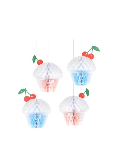 Meri Meri - Honeycomb Cupcake Decorations - Petek Cupcake Süsleri - 4 Adet