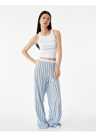 Koton Viskon Kumaş Rahat Kalıp Lastik Detaylı Çizgili Pijama Altı Mavi Çizgili 6wlk50032mw Mavi Çizgili Koton Viskon Kumaş Rahat Kalıp Lastik Detaylı Çizgili Pijama Altı Mavi Çizgili 6wlk50032mw Mavi Çizgili