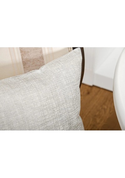 Linen Pamuk Keten Baskılı Krem/gümüş Kırlent 45 45 Cm Ikili - 561 45 x 45