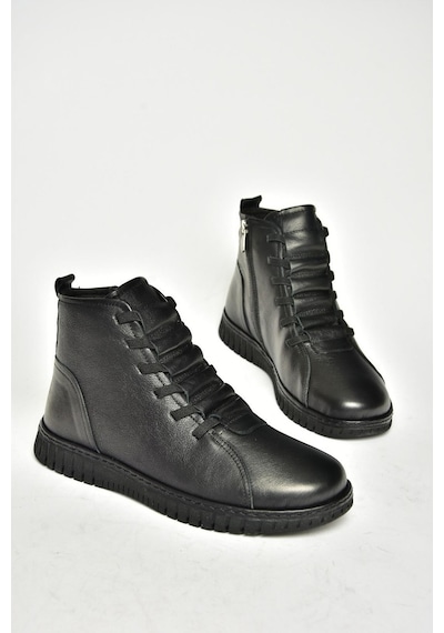 Fox Shoes T555366203 Siyah Hakiki Deri Comfort Ortopedik Taban Kadın Bot Siyah