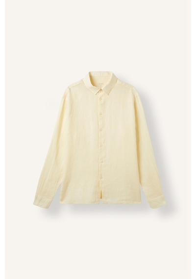 Defacto %100 Keten Regular Fit Polo Yaka Basic Uzun Kollu Gömlek C1825ax26smyl521 Sarı-yl521
